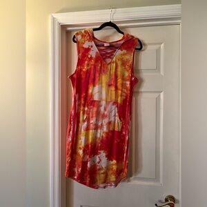 Hooded Orange and Yellow Dress